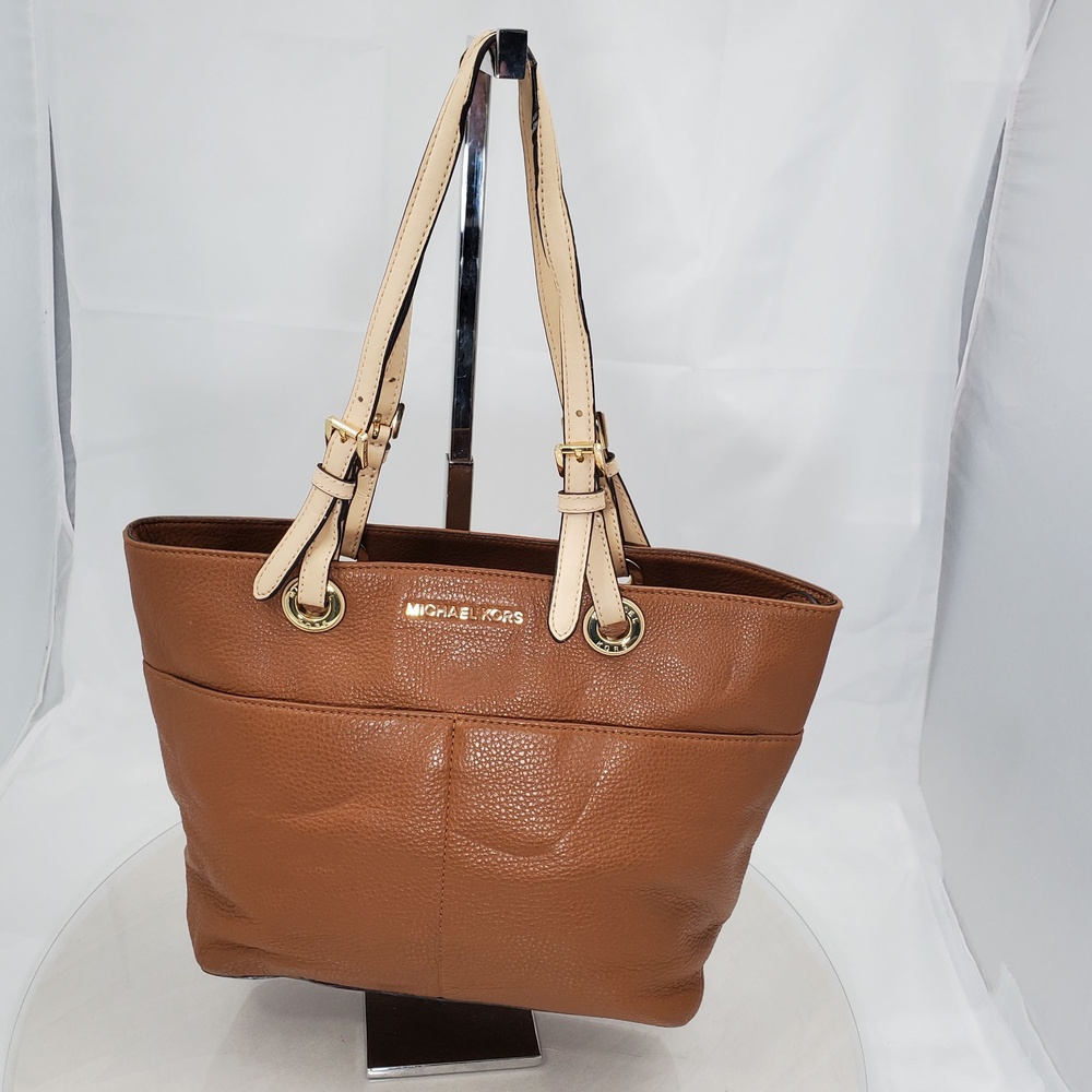 Worn Michael Kors Bedford Pebbled Leather Shoulder Tote Bag Brown 30H4GBFT6L